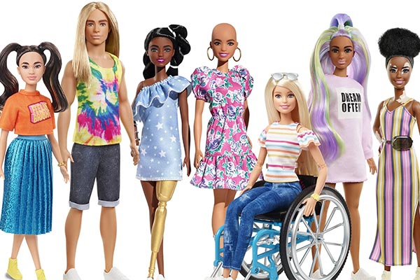 Group of diverse lady dolls